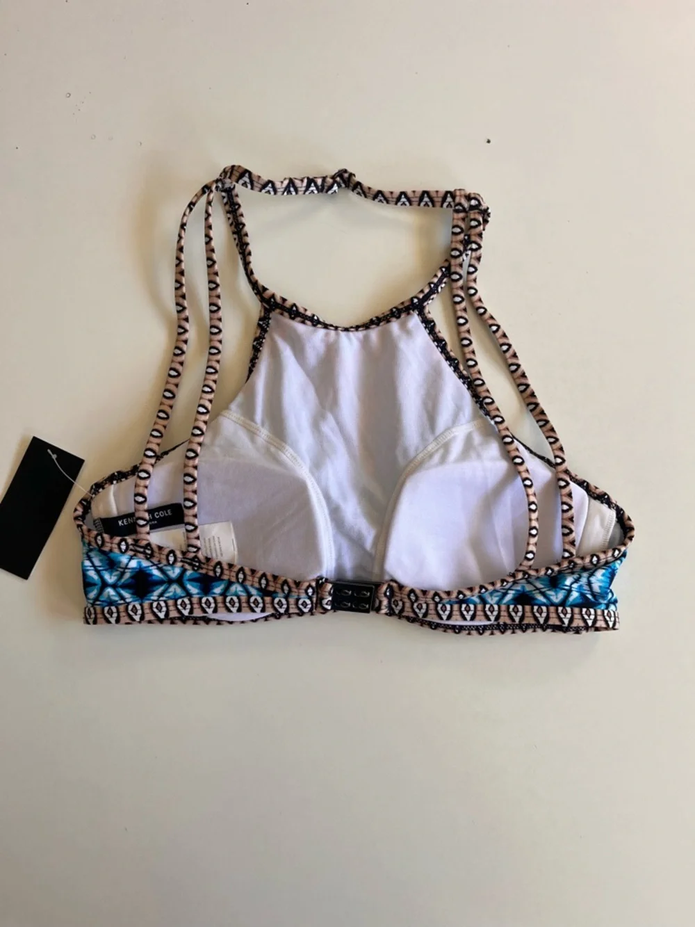 NWT Kenneth Cole Halter Swim Bikini Size Small Tribal Ikat Print Strappy Boho